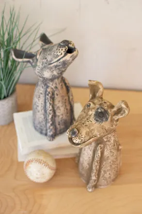 Kalalou Set Of Two Clay Singing Dogs