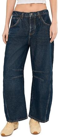 Free People We The Free Good Luck Mid-Rise Barrel Jeans Womens Clothing Deep End : 32 29, Cotton/Denim/Lyocell