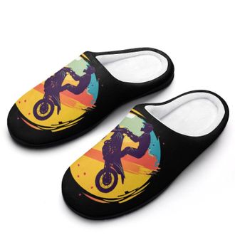 Generic Dirt-Bike-Motocross Rider Womens Slippers Warm House Slippers Indoor House Shoes with Anti-Skid Rubber Sole