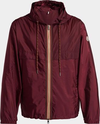 Moncler Men & apos;s Nidge Grosgrain-Trim Nylon Hooded Full-Zip Jacket