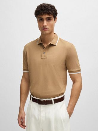 HUGO BOSS Mens Medium Beige Parlay 190 Polo Shirt - Size Medium
