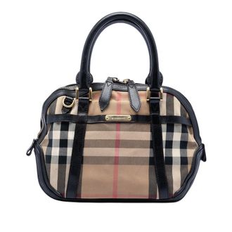 Burberry Pre-owned Burberry Small Leather Trimmed House Check Canvas Bridle Orchard Satchel Ladies UM20NXLMQ4Z6DU3E
