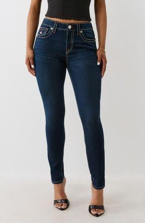True Religion Jennie Big T Mid Rise Flap Pocket Skinny Jeans in Dark Sultry Wash at Nordstrom Rack, Size 27