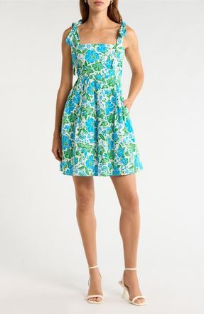 Sugarlips Graica Pleated Midi Dress in Blue Green White at Nordstrom, Size X-Small