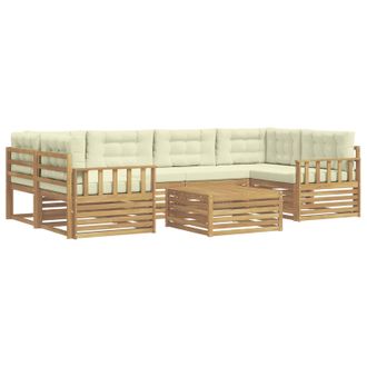 vidaXL Conjunto De Sof&aacute;s De Exterior 7 Uds. Blanco Y Crema Poli&eacute;ster Vidaxl