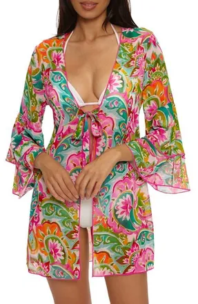 BECCA by Rebecca Virtue La Vie Chiffon Cover-Up Tunic in Pink at Nordstrom, Size Medium