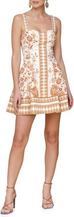 Avec Les Filles Sweetheart Fit & Flare Minidress in Butterfly Screen Neutral at Nordstrom, Size 14