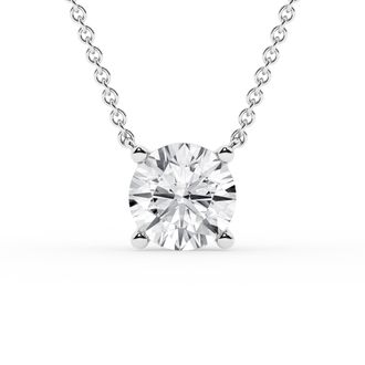 Grown Brilliance 1 1/2 Carat Round Lab Grown Solitaire Diamond Pendant Necklace in Sterling Silver, Lobster Clasp, G Color, SI Clarity