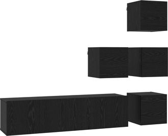 vidaXL Conjunto De Mueble De Tv 6 Uds. Roble Negro Vidaxl