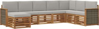 vidaXL Conjunto De Sof&aacute;s De Exterior 6 Uds. Natural Y Gris Claro Vidaxl