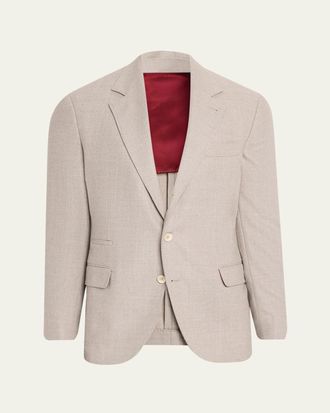 Brunello Cucinelli Mens Wool Flap Pocket Single-Breasted Suit Jacket