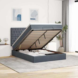 vidaXL Vidaxl - Estructura Cama Otomana Con Colchones Gris Oscuro 140x200cm