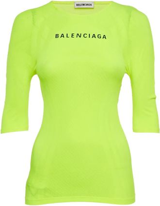 Balenciaga Mesh top met logoprint - Groen