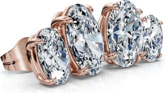 Pompeii3 Certified 3Ct Oval Cut Toi Et Moi Diamond Earrings 14k Gold Lab Grown