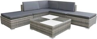 vidaXL Set De Muebles De Jard&iacute;n 6 Pzas Y Cojines Rat&aacute;n Sint&eacute;tico Gris Vidaxl