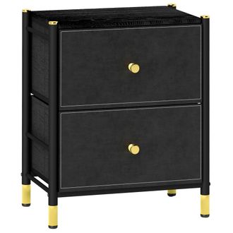 HOMCOM PU Leather Bedside Table With 2 Drawers And Steel Legs - Black | TJ Hughes