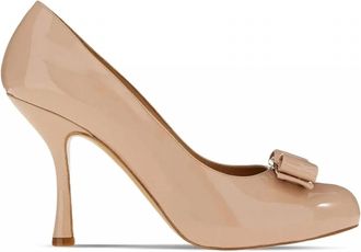 Ferragamo Womens Vara Bow Mid-Heel Pumps In Beige