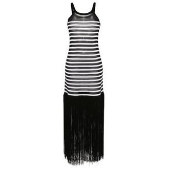 Khaite Tenysi Gestreepte Jurk - Dames - Jurken - Zwart - Maat: M