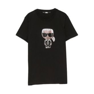 Karl Lagerfeld Dames, Tops, Zwart, Maat: L Katoen