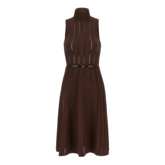 Elisabetta Franchi Weft Dress &agrave; Jour - Dames - Kleedjes - Bruin - XS - Polyester - Kleedjes