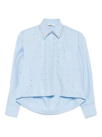 Sandro embellished cotton shirt - women - Cotton - 1 - Blue