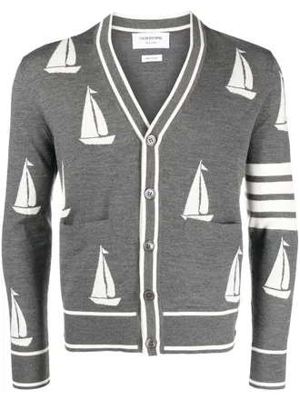 Thom Browne Vest met zeilboot patroon - Grijs
