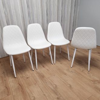 Kosy Koala Dining Chairs Set Of 4 white Chairs Stitched Faux Leather Chairs, Soft Padded Seat Living Room Chairs, Kitchen Chairs