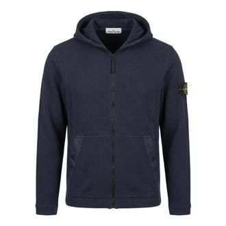 Stone Island Interlock Cotton Zip Hoodie - Heren - Sweatshirts & Hoodies - Blauw - Maat: S Katoen