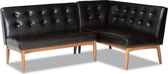 Baxton Studio Dnu Baxton Studio Arvid Mid-Century Modern Upholstered 2Pc Wood Dining Corner Sofa Bench