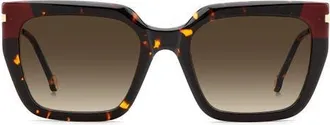 Carolina Herrera 55mm Gradient Rectangular Sunglasses in Havana/brown at Nordstrom