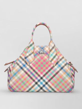 Vivienne Westwood checkered tote bag hand carry top handles