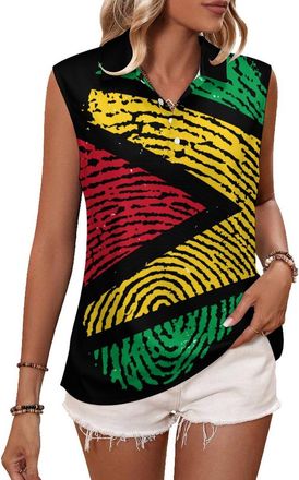 Generic Guyana Flag Women Golf Shirt Polo Tank Top Tennis Sleeveless T-Shirt Collared Vest 2XL