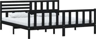 vidaXL Estructura De Cama De Madera Maciza Negra 200x200 Cm Vidaxl