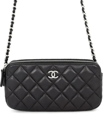 Chanel Black Leather Chain/Shoulder Wallet (Pre-Owned)