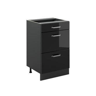 Vicco Mueble Bajo De Cocina R-line, Negro Brillo Intenso/antracita, 50 Cm Sin Encimera, Vicco
