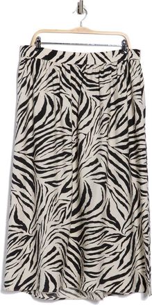 Vero Moda Printed Midi Skirt in Pumice Stone/Black at Nordstrom Rack, Size 12W