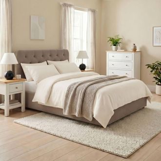 Furniturebox Hayden Taupe Velvet Ottoman Double Bed Frame in Beige