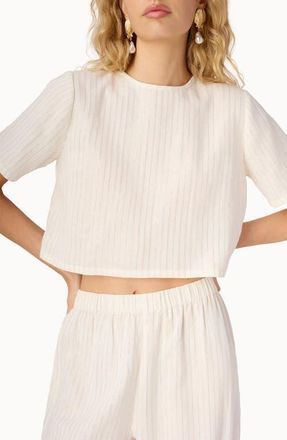 Cami NYC Mica Metallic Stripe Crop Top in Ceramic at Nordstrom, Size Xx-Small