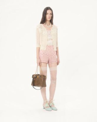 Valentino Shorts In Sangallo Motivo Fleur A Jours Margheritine Donna ROSA 36