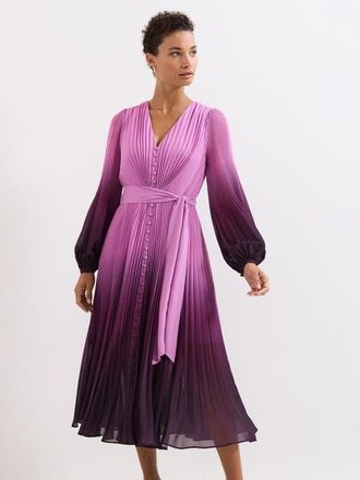 Phase Eight Mira Ombre Tie Waist Midi Dress in Purple at Nordstrom, Size 10