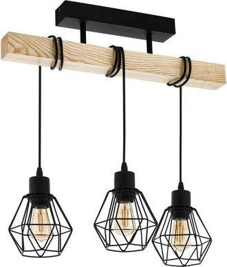 Eglo Eglo - L&aacute;mpara De Techo 55x36x20 Cm De Metal Negro Con Soporte De Madera 220-240 V Ip20 Townshend 5