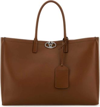 Valentino Garavani VLogo Shopping Bag - Heren - Shoppers - Bruin - ONE Size - Leer - Tassen