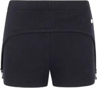 Jean Paul Gaultier Zwarte Geribbelde Mini Short met Lingerie Jarretel - Dames - Bermuda - Zwart - S - Korte Broeken