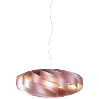 Linea Zero Sospensione Moderna 5 Luci Flat In Polilux Rosa Metallico D100 Made In Italy