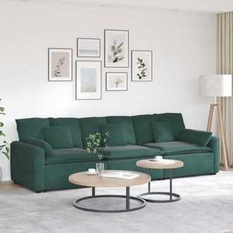 vidaXL Vidaxl - Divano Modulare con Cuscini Verde Scuro