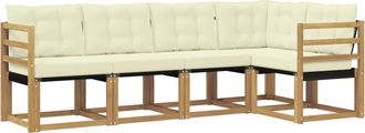 vidaXL Conjunto De Sof&aacute;s De Exterior 5 Uds. Blanco Y Crema Vidaxl