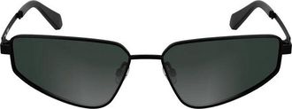 Calvin Klein Zwarte Metalen Dames Zonnebril Rechthoekige Lens - Dames - Zonnebrillen - Zwart - ONE Size - Accessoires