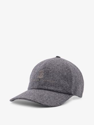 Brunello Cucinelli Mens Baseball Hat Virgin Wool Grey