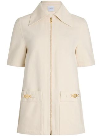 Patou zipped denim mini dress - Neutrals