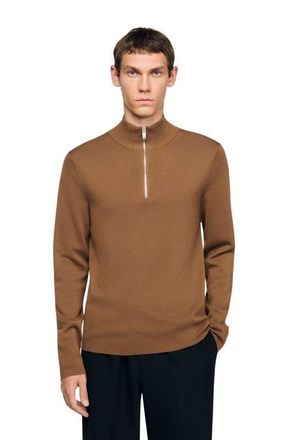 Sandro Wool sweater with zip collar in Beige at Nordstrom, Size Xx-Large